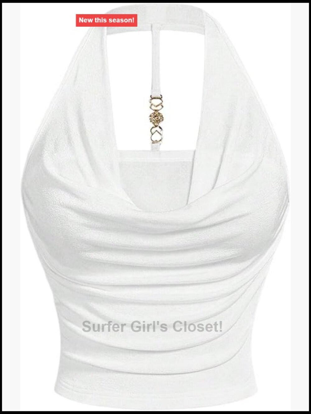 Women's Plus Size Halter Crop Tank Top Draped Front Sleeveless